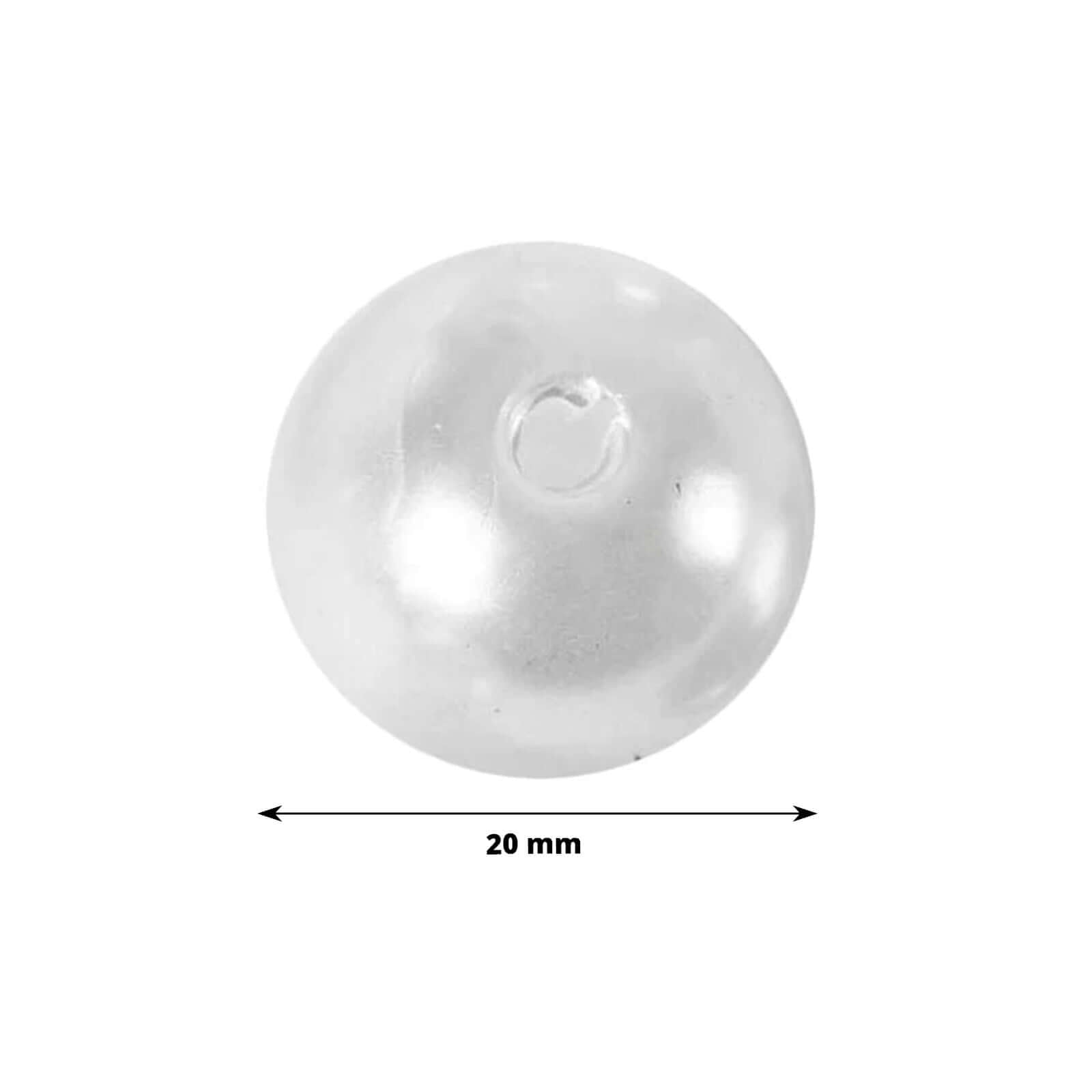 120-Pack Faux Craft Pearl Beads White - Glossy Beads with Holes for Vase Filler Jewelry Making Bridal Accessories & Event Decor 20mm