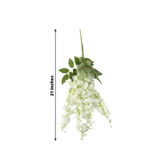 6 Pack Cream Silk Wisteria Vines Hanging Plants, Long Artificial Flowers Bushes - 4 Full Strands in 1 Bush - 21"