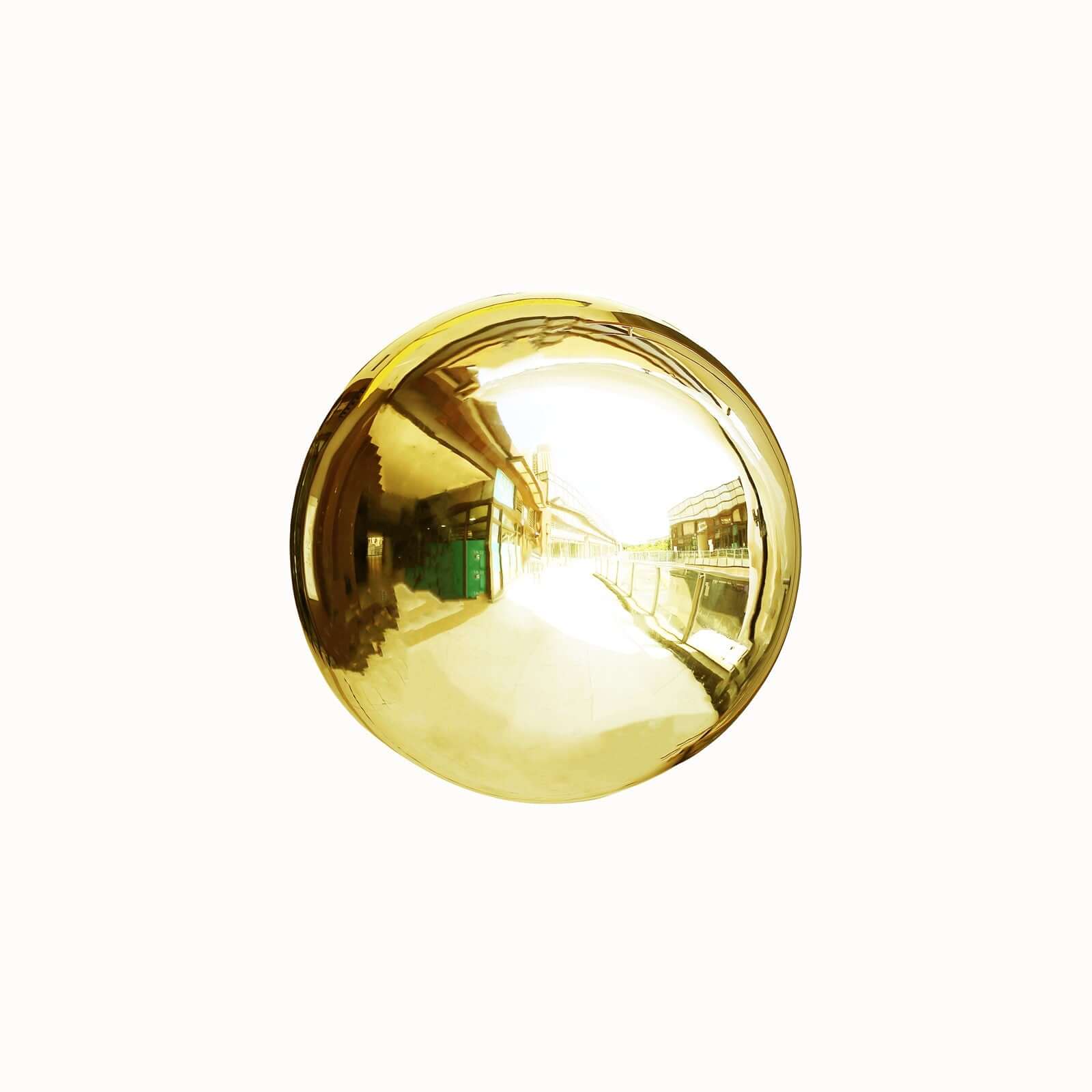 Gazing Globe Mirror Ball Reflective Hollow Stainless Steel Gold Sphere - Decorative Garden Display Ornament 22"