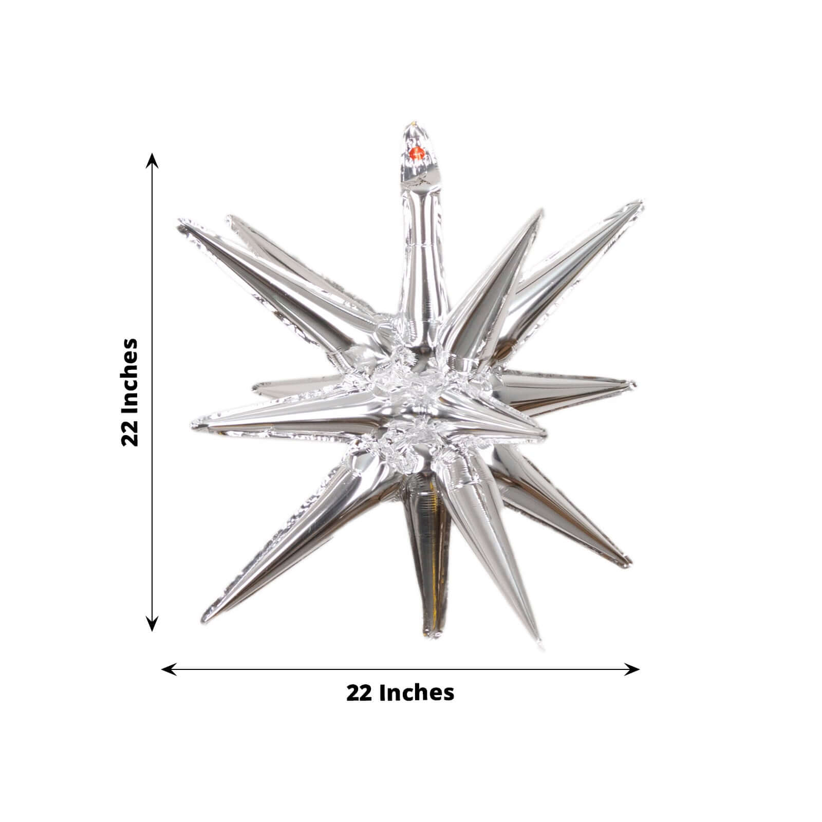 5 Pack Metallic Silver 14-Point Starburst Mylar Foil Balloons, 22" Fireworks Star Explosion Party Balloons