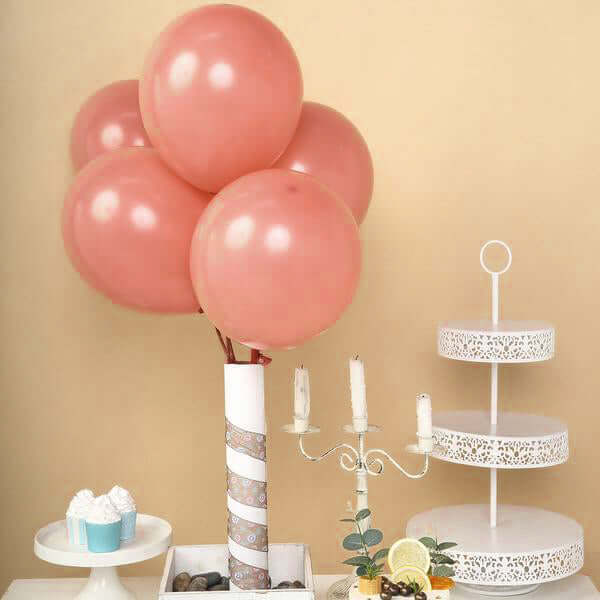 25 Pack 12" Matte Pastel Dusty Rose Helium Air Latex Party Balloons