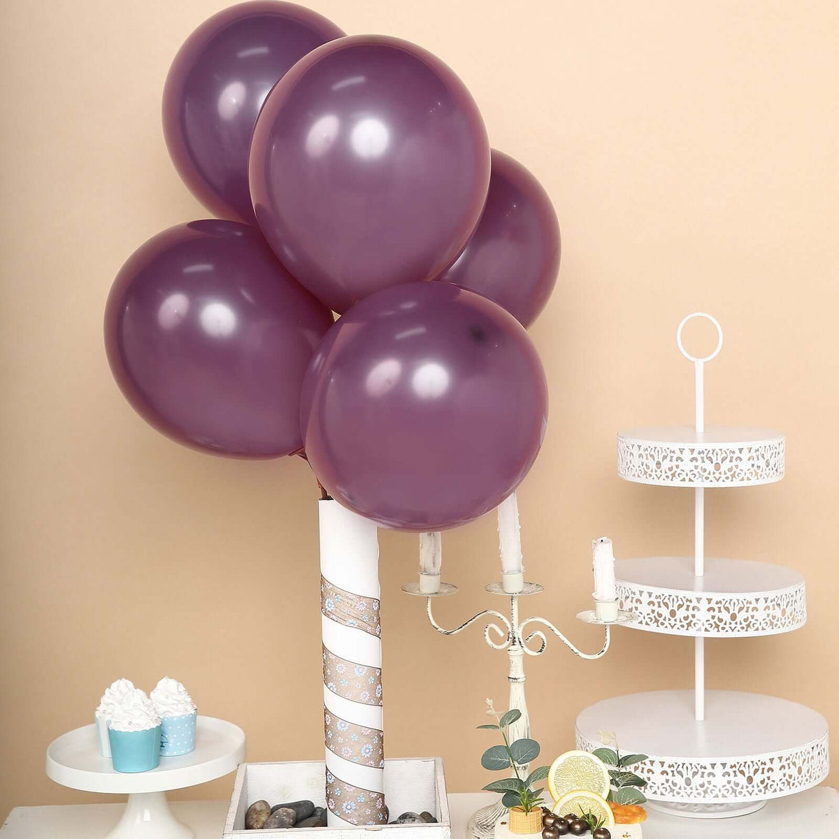 25 Pack 12" Matte Pastel Eggplant Helium or Air Latex Party Balloons