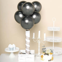 25 Pack 12" Metallic Chrome Charcoal Gray Latex Helium Air Balloons