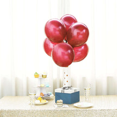 25 Pack 12" Shiny Pearl Burgundy Latex Helium or Air Balloons