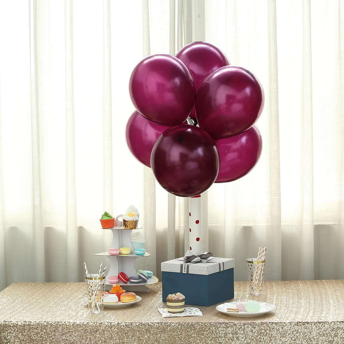 25 Pack 12" Shiny Pearl Eggplant Latex Helium or Air Balloons