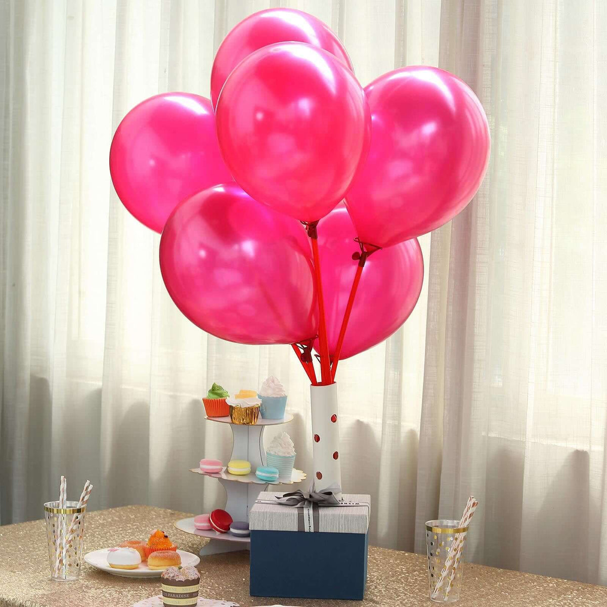25 Pack 12" Shiny Pearl Wine Latex Helium, Air or Water Balloons