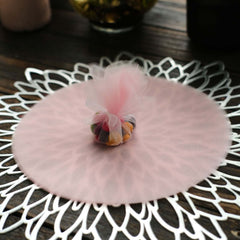 25 Pack 9" Blush Sheer Nylon Tulle Circles Favor Wrap Craft Fabric, DIY Candy Favor Wraps