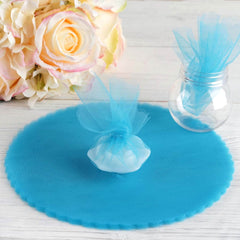 25 Pack 9" Turquoise Sheer Nylon Tulle Circles Favor Wrap, DIY Craft Fabric