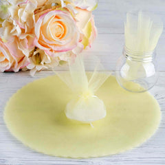 25 Pack 9" Yellow Sheer Nylon Tulle Circles Favor Wrap, DIY Craft Fabric