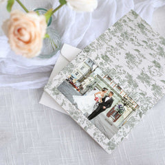 25-Pack Thank You Cards White Sage Green French Toile Design with Envelopes - Picture Insert Invitation Cards for Parties & Milestones 3.5"x5.5"