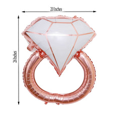 26" Giant Rose Gold White Diamond Ring Mylar Foil Helium Air Balloon