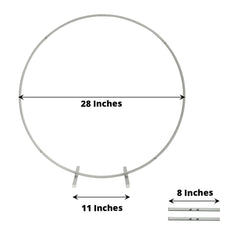 28" Silver Metal Round Hoop Wedding Centerpiece, Self Standing Table Floral Wreath Frame