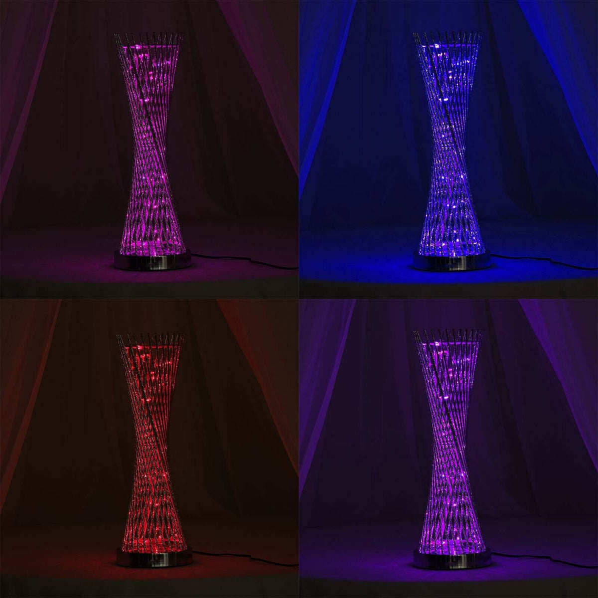 2ft Color Changing LED Spiral Metal Tower Columns LED Lamp, Night Light Wedding Centerpiece