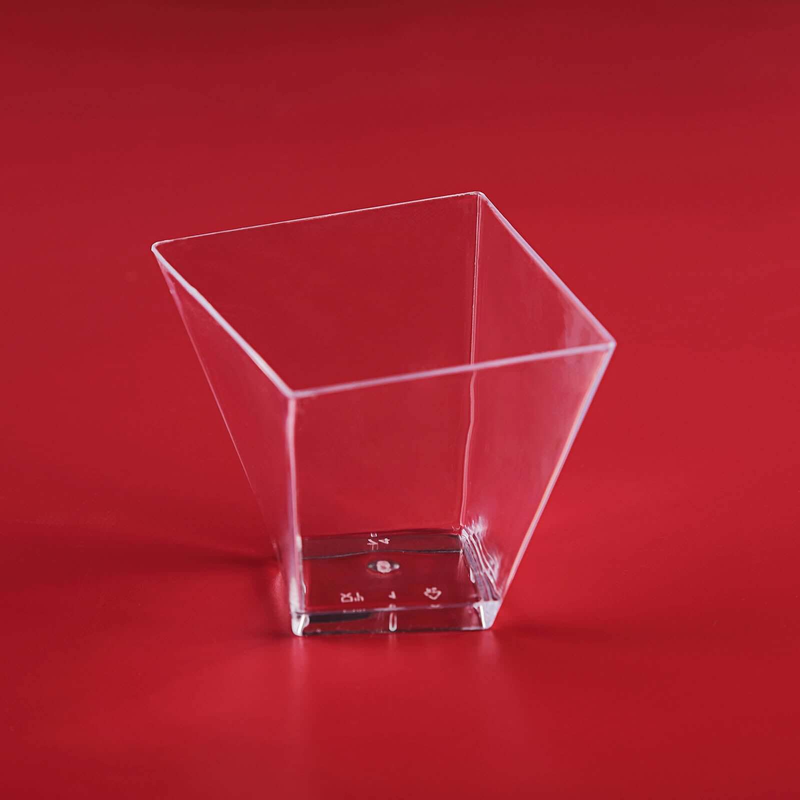 50-Pack Plastic Dessert Cups Square Twist Clear - Durable Disposable Sauce Cups for Parties 2oz
