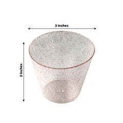 12-Pack Plastic Party Glasses Blush Glittered - Stylish Disposable Cups for Parties 9oz