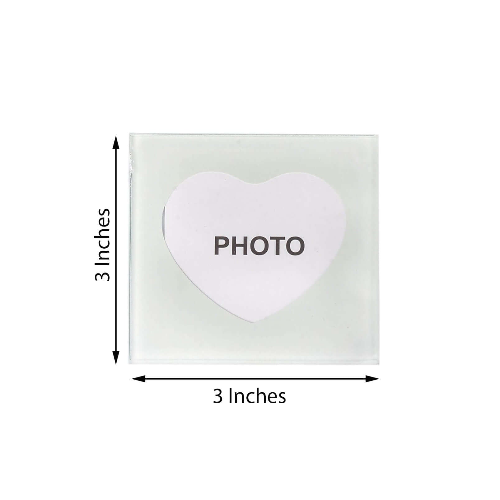 2 Pack 3" Heart Shaped Picture Frame Party Favors, Square Glass Coasters, Gift Wrapped With Thank You Tag