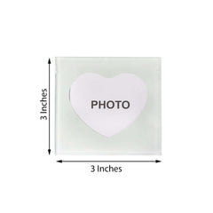 2 Pack 3" Heart Shaped Picture Frame Party Favors, Square Glass Coasters, Gift Wrapped With Thank You Tag