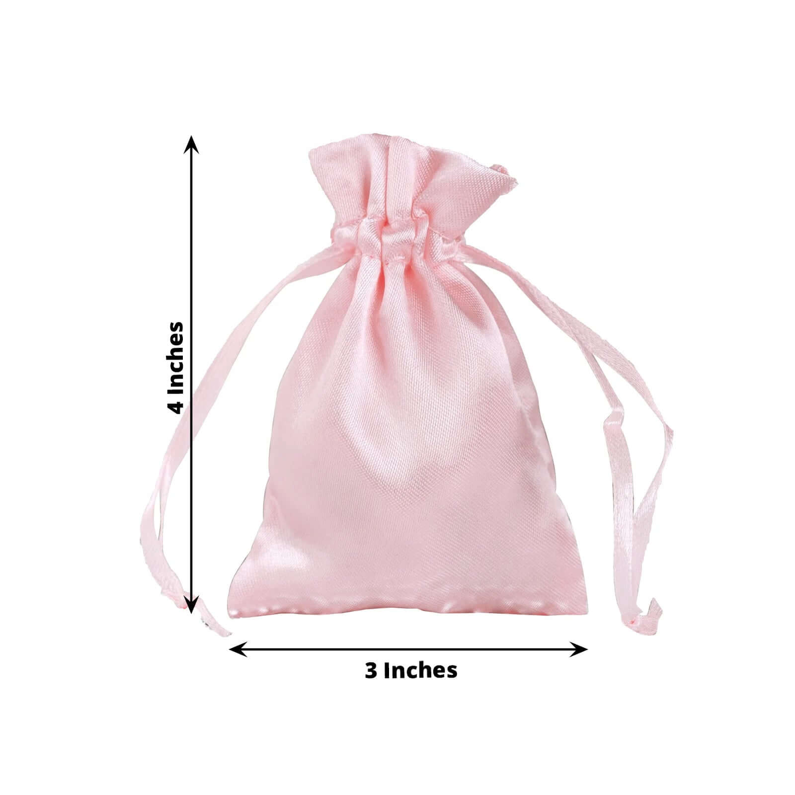 12 Pack 3" Blush Satin Drawstring Wedding Party Favor Bags
