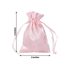 12 Pack 3" Blush Satin Drawstring Wedding Party Favor Bags