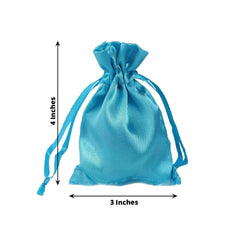 12 Pack 3" Turquoise Satin Drawstring Wedding Party Favor Gift Bags