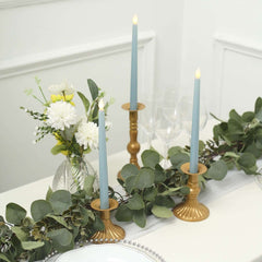 3-Pack LED Decorative Lighting Warm Flickering Dusty Blue - Flameless Taper Candles 11"