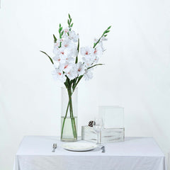 3 Stems 36" Tall White Artificial Silk Gladiolus Flower Spray Bush