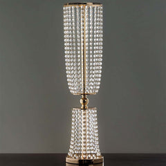 32" Gold Acrylic Crystal Pendant Chain Hourglass Chandelier Stand