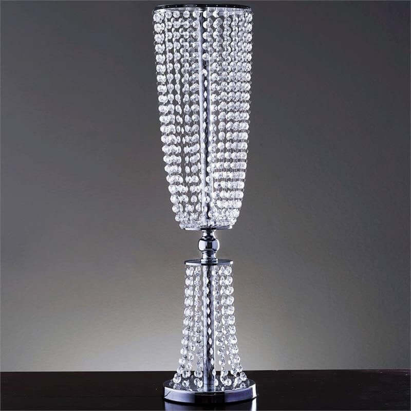 32" Silver Acrylic Crystal Pendant Chain Hourglass Chandelier Stand