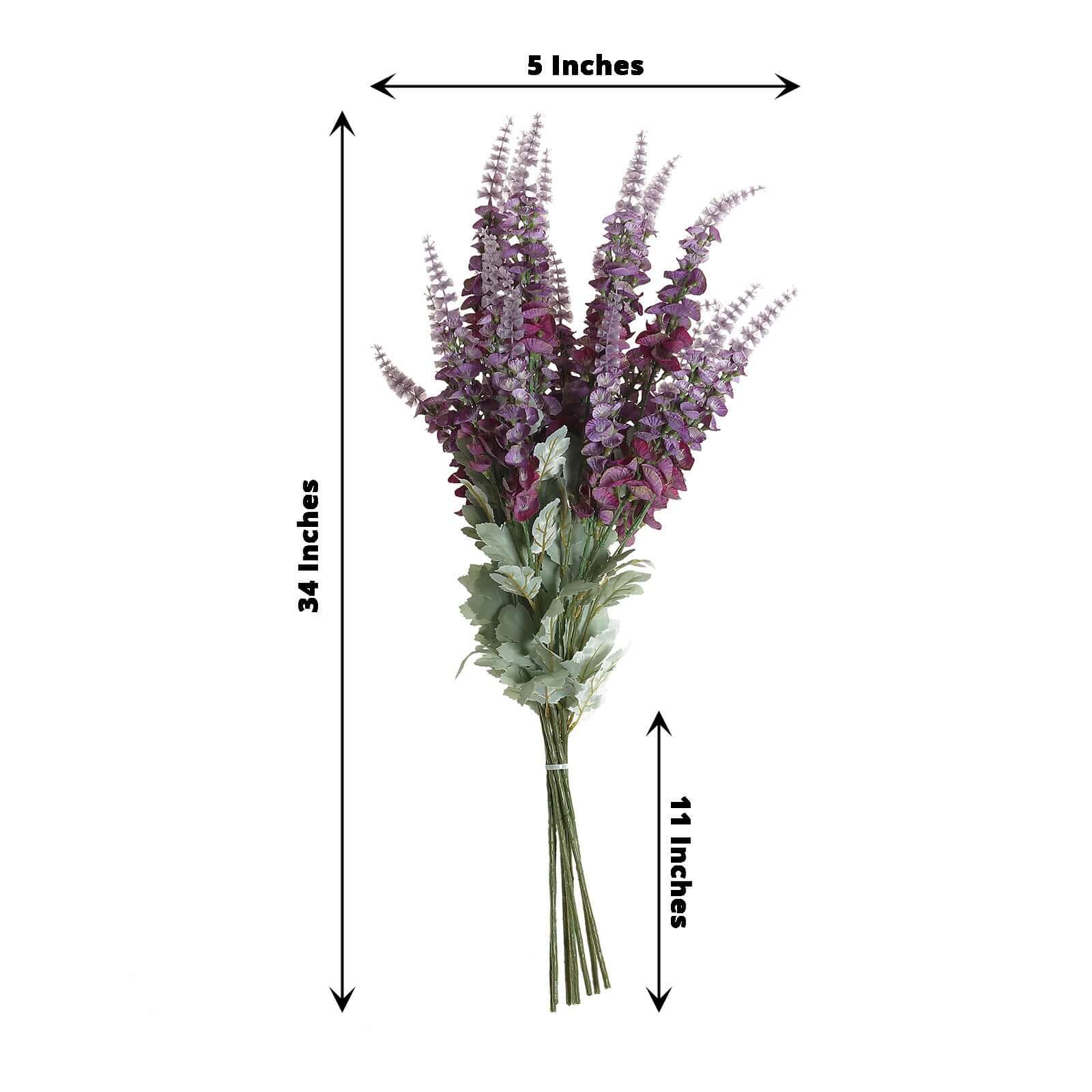 2 Bushes 34" Lavender Lilac Artificial Foxglove Orchid Flower Bouquet Stem – Silk Flower Branch Spray