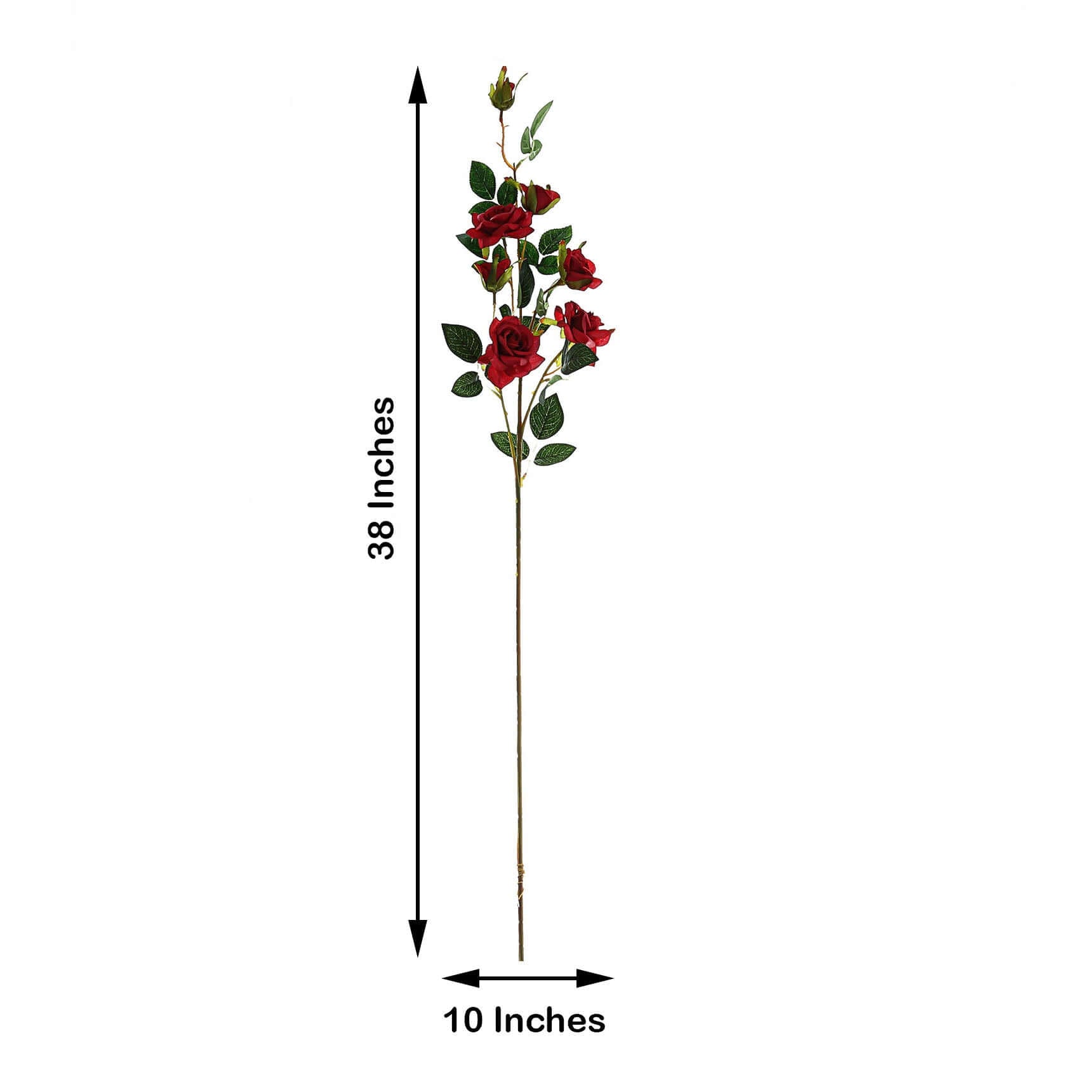 2 Stems 38" Tall Burgundy Artificial Silk Rose Flower Bouquet Bushes