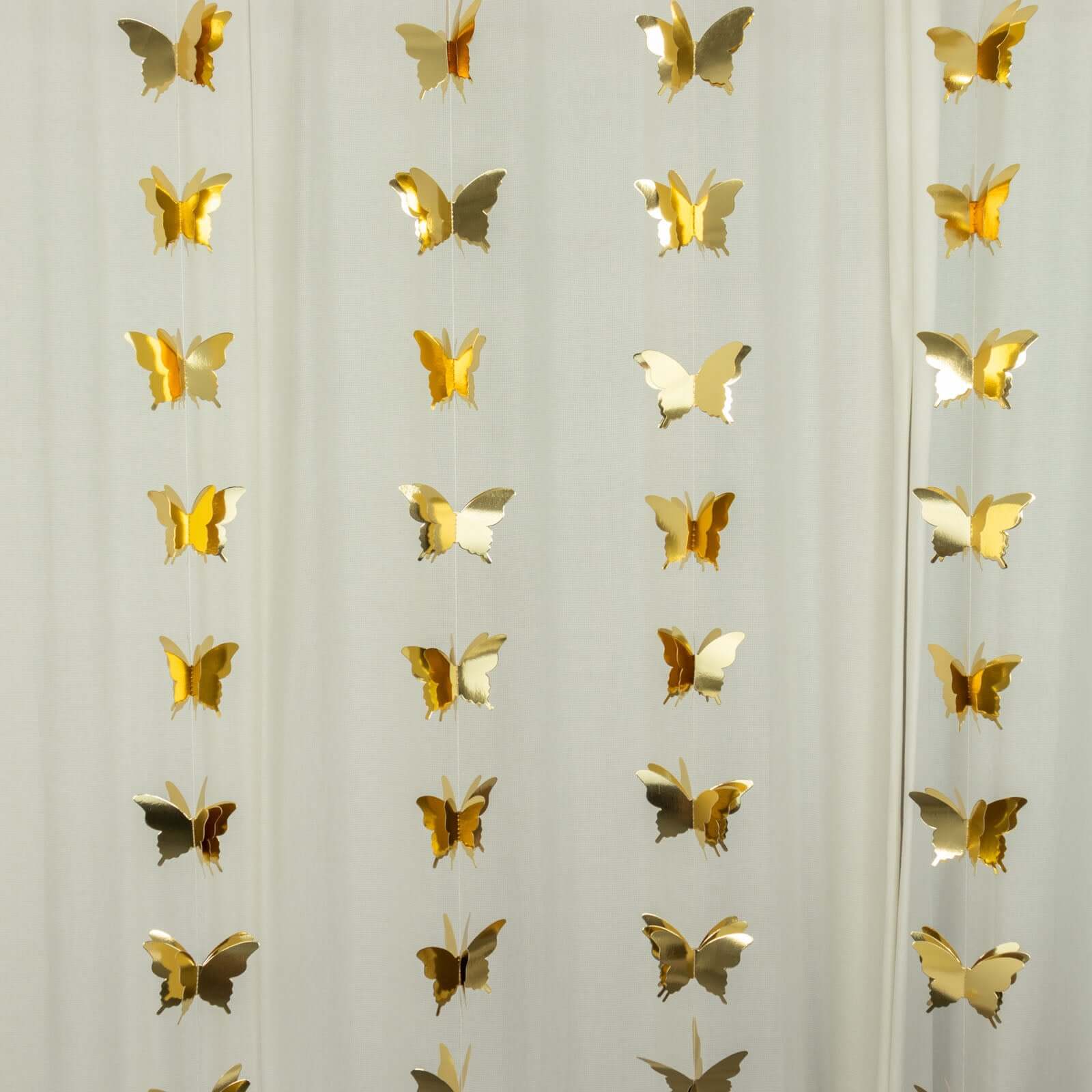 2 Pack 9ft Gold 3D Paper Butterfly Hanging Garland Streamers, Party String Banners