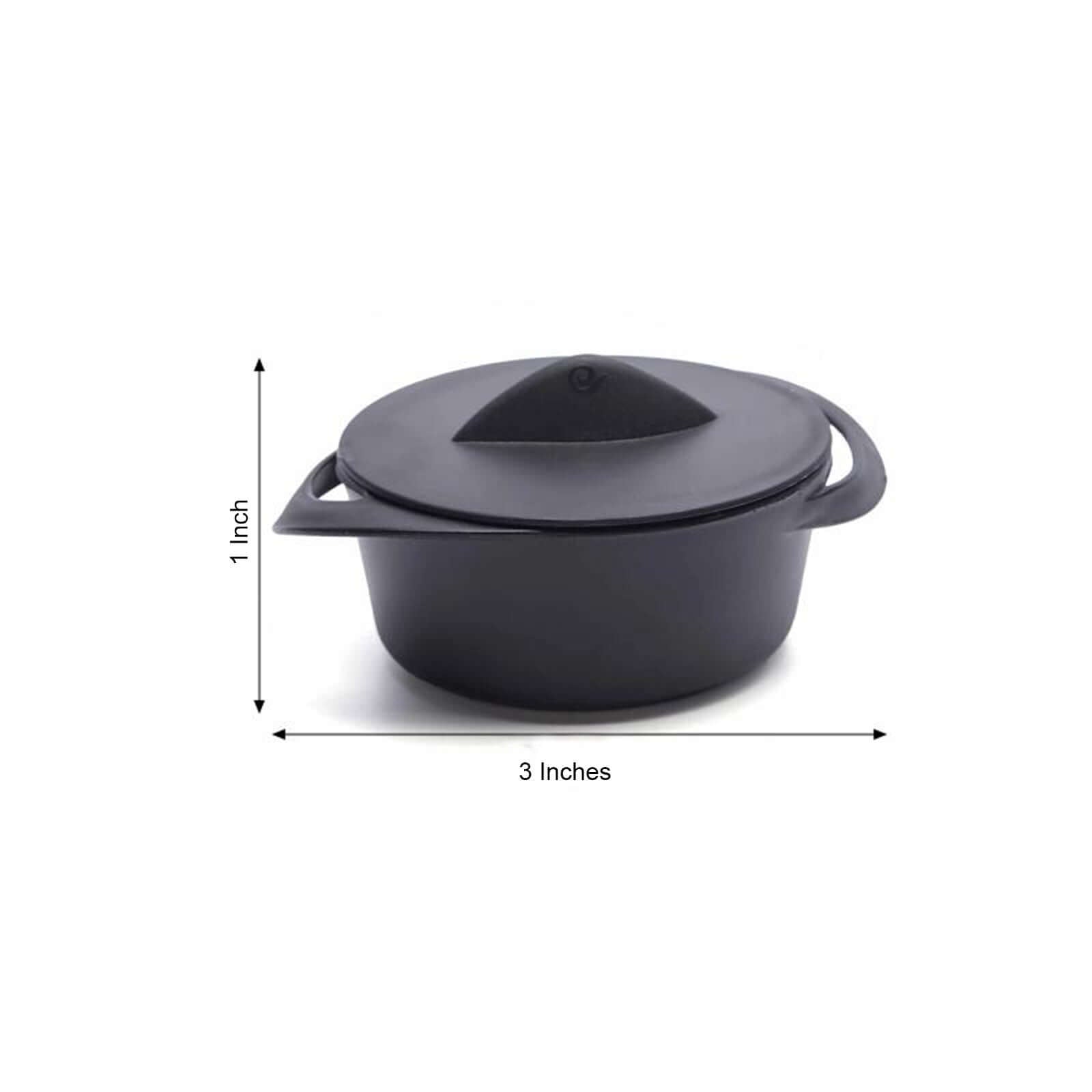 6 Pack 3oz Black Mini Plastic Cooking Pot Bowls, Disposable Mini Dessert & Appetizer Dishes with Lid and Handles