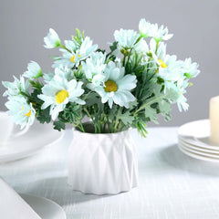 4 Bushes 11" Light Blue Artificial Silk Daisy Flower Bouquet Branches