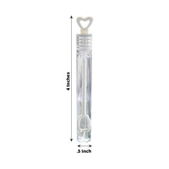 48 Pack 4" White Heart Chemistry Tube Bubbles Bridal Wedding Shower Favor