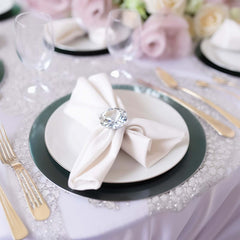 4 Pack Big Crystal Diamond Metal Napkin Holders, Bling Rhinestone Napkin Rings - 2.5"