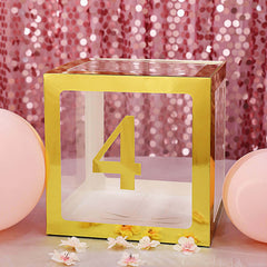 4-Pack Stickers Banner Custom 0-9 Number "4" Design Gold - Milestone Age and Date Stick-On Numbers 5"