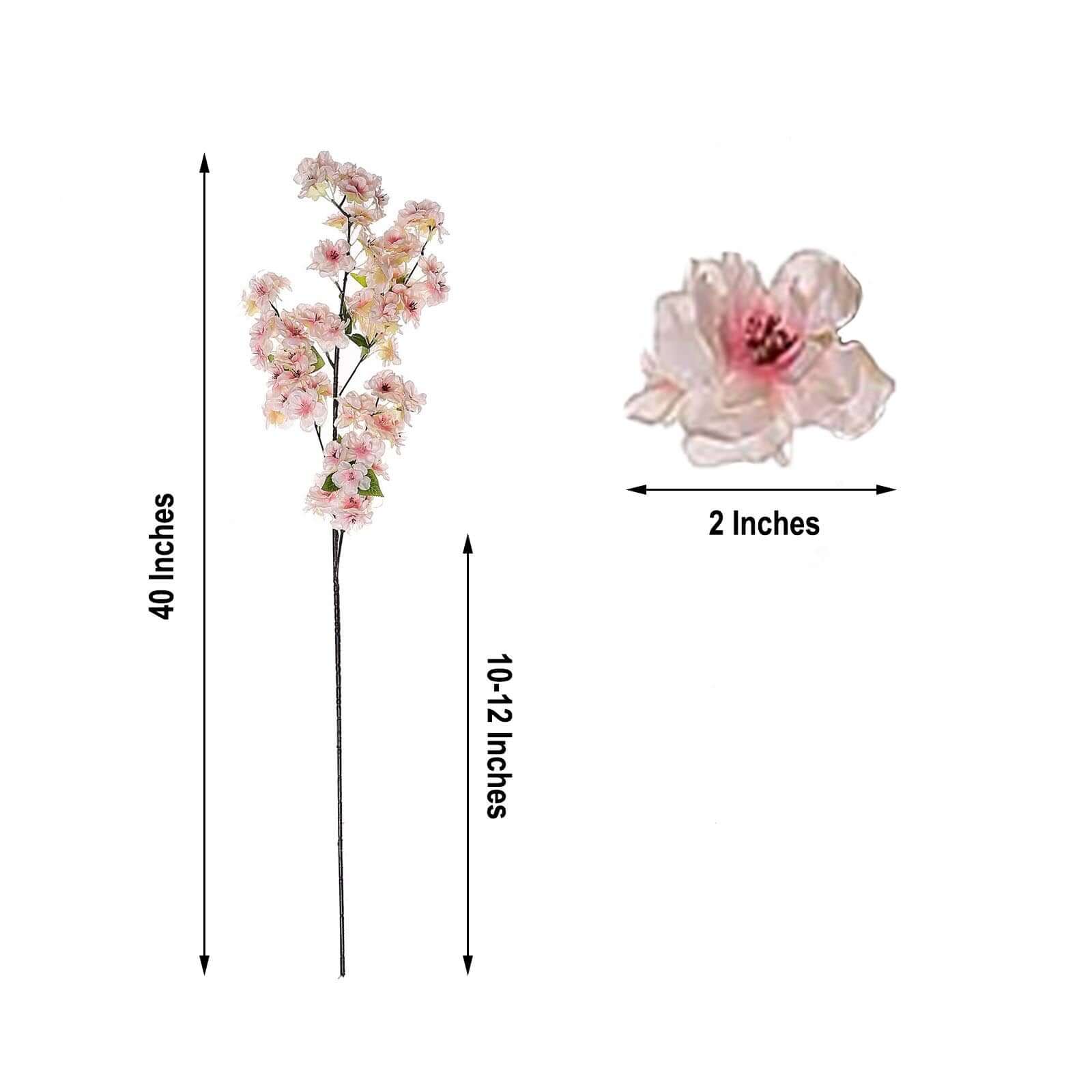 4 Bushes 40" Tall Blush Artificial Silk Cherry Blossom Flowers