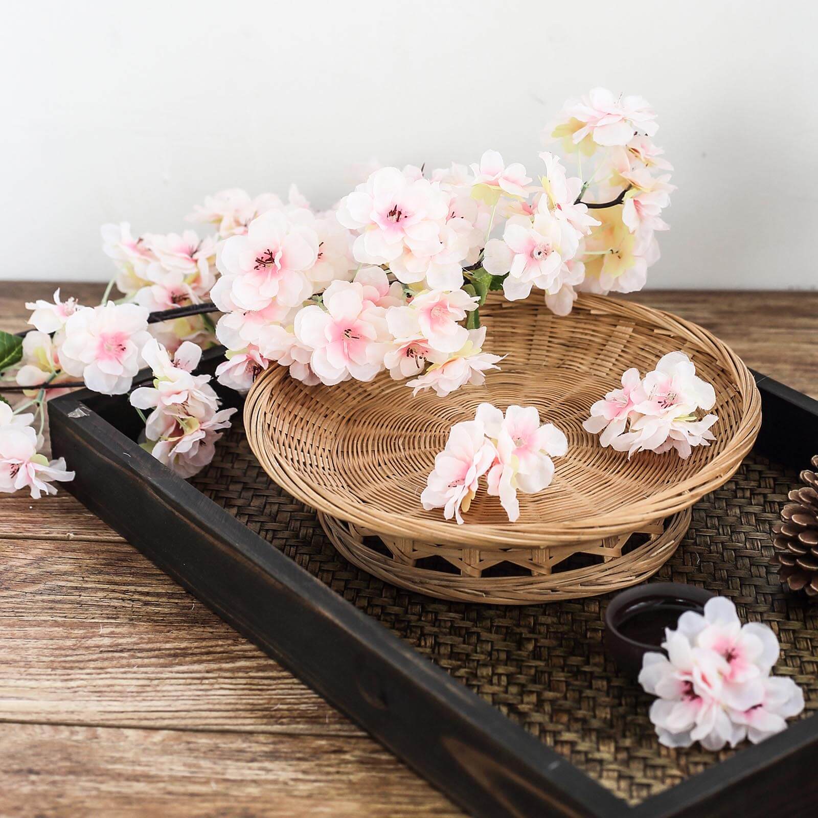 4 Bushes 40" Tall Blush Artificial Silk Cherry Blossom Flowers