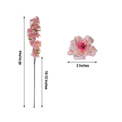 4 Bushes 40" Tall Pink Artificial Silk Cherry Blossom Flowers, Branches