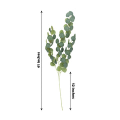 3 Pack 41" Green Real Touch Hanging Silk Silver Dollar Leaf Plant Stems, Artificial Indoor Eucalyptus Sprays