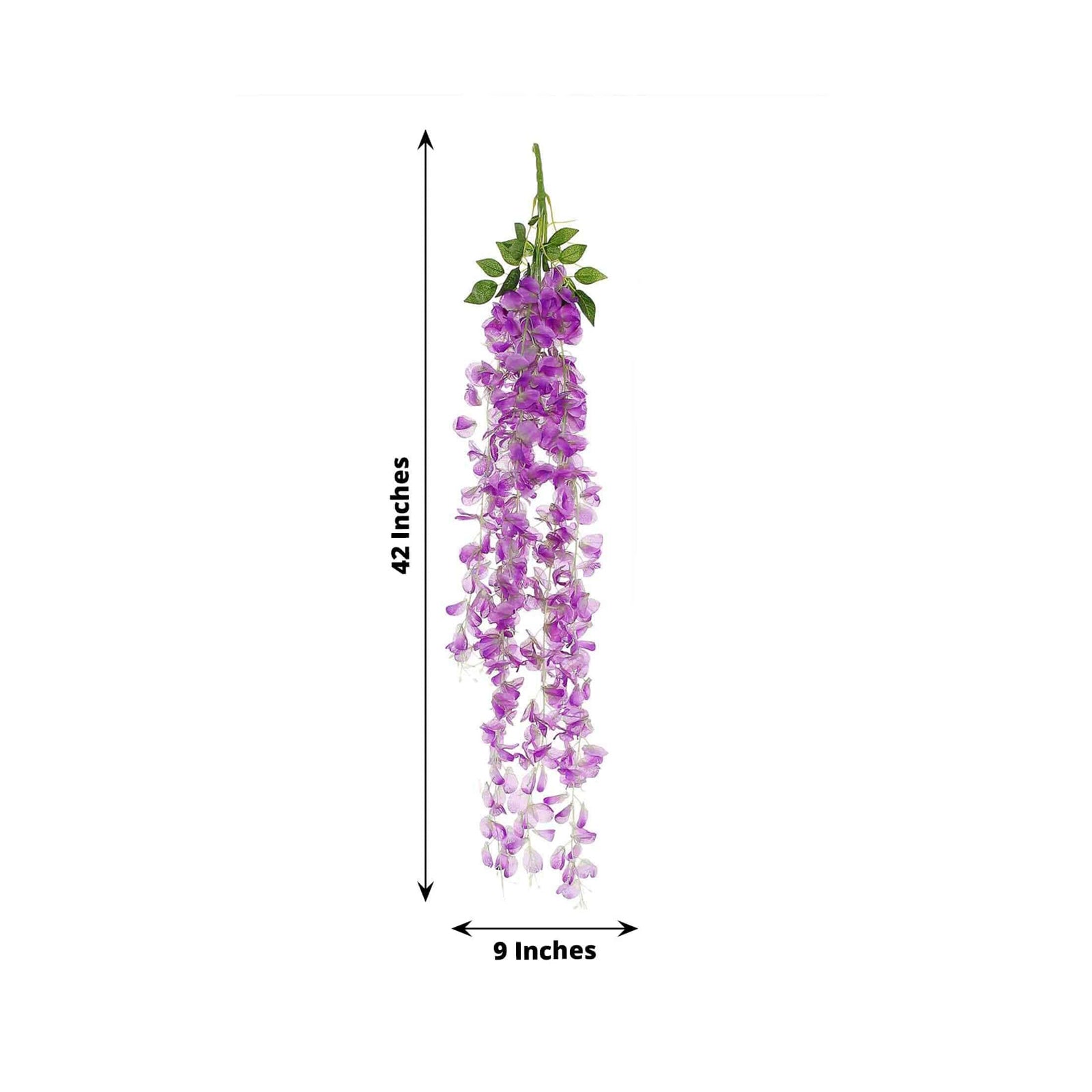 42" Silk Hanging Wisteria Flower Garland Vines in Lavender Lilac, Elaborated 5 Full Strands in 1 Bush