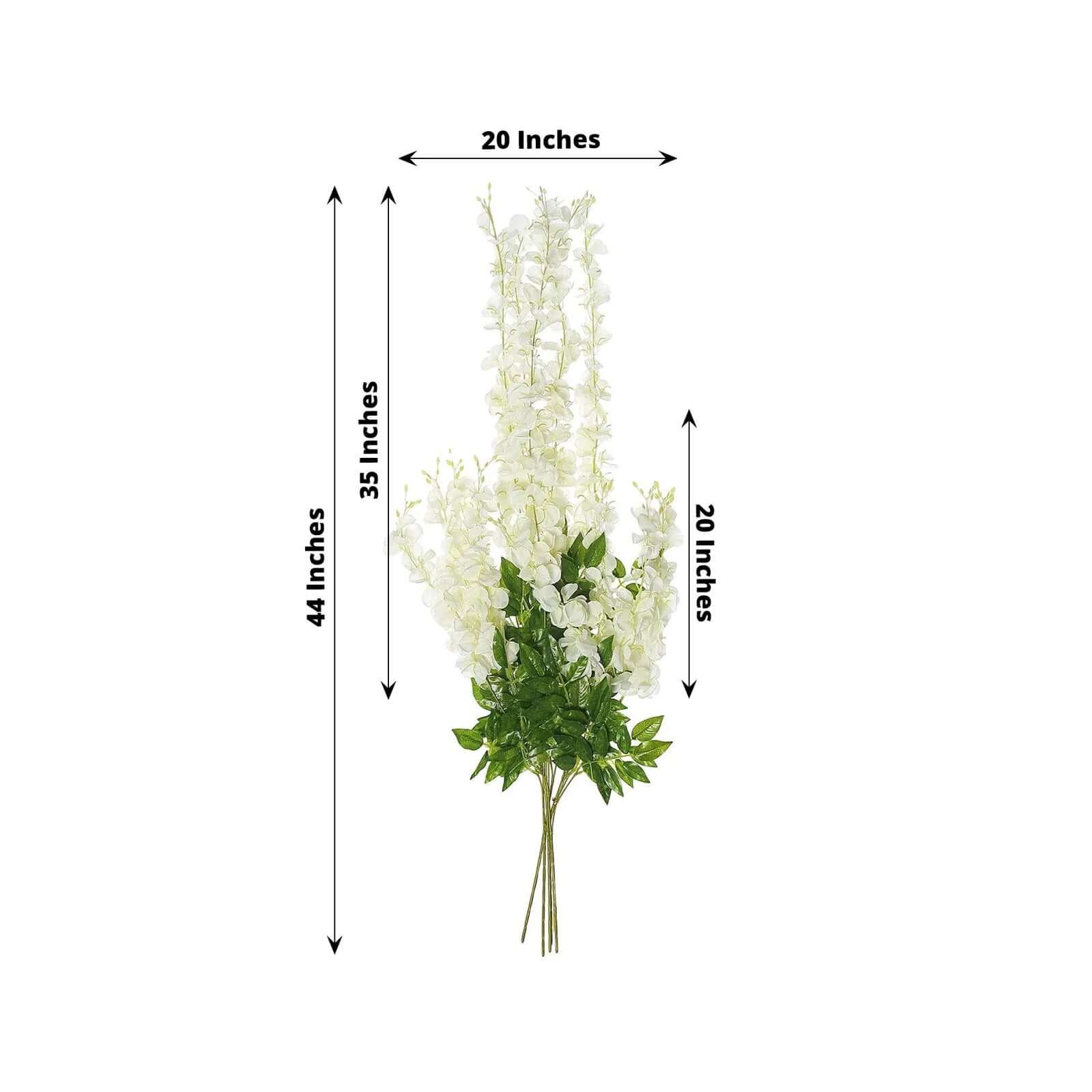 5 Pack 44" Silk Hanging Wisteria Flower Garland Vines in Cream, 3 Strands in 1 Bush