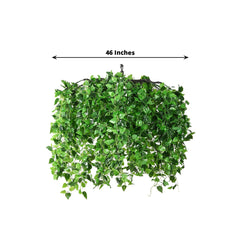 46" Green Artificial Eucalyptus Leaf Vines Ceiling Canopy, Round Draping Ivy Leaves Hanging Flower Chandelier With Interchangeable Branches