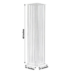 Acrylic Flower Pedestal Vase Pillar Stand with Crystal Beads Clear - Durable Wedding Floor Centerpiece for Large Displays 48"