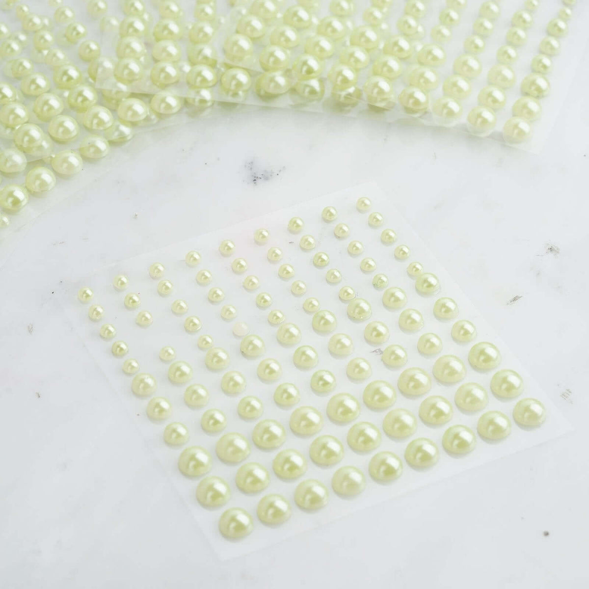486 Pcs Apple Green Self Adhesive Pearl Rhinestone DIY Gem Stickers - Assorted Sizes