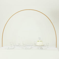 4ftx6ft Gold Metal Over-The-Table Rod Stand with Clamps, Round Top Balloon Arch Flower Stand for Wedding and Party Decorations