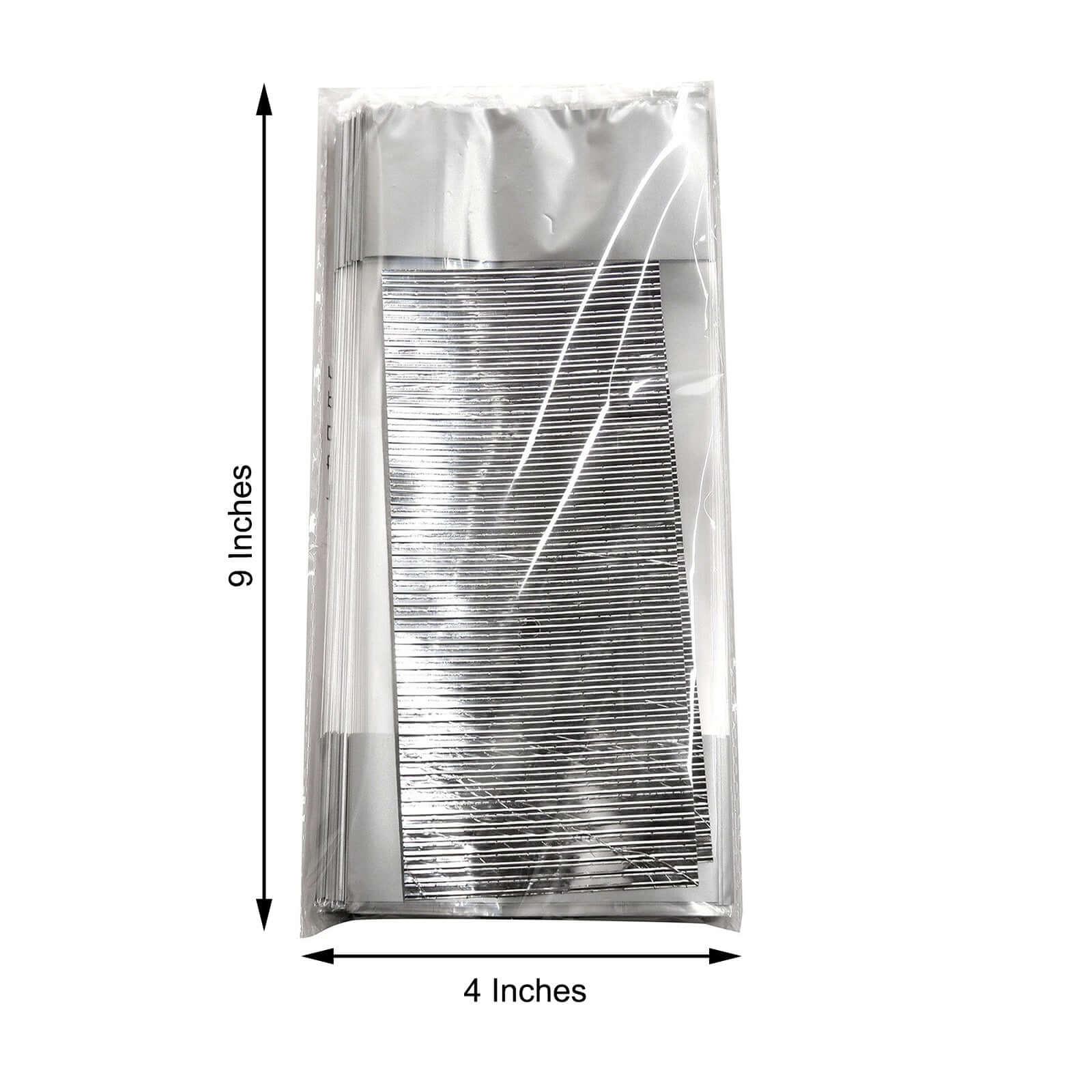 100 Pcs 4"x9" Clear Silver Gift Goodie Candy Treat Bags and Twist Ties