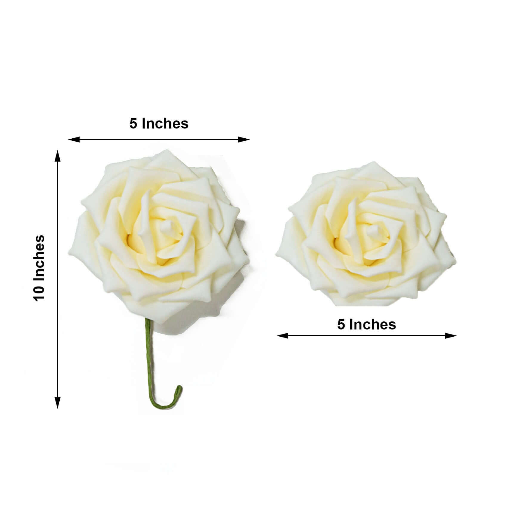 24 Roses 5" Cream Artificial Foam Flowers With Stem Wire and Leaves