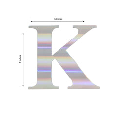 4 Pack 5" Iridescent Alphabet Stickers Banner, Customizable Stick on Letters - K