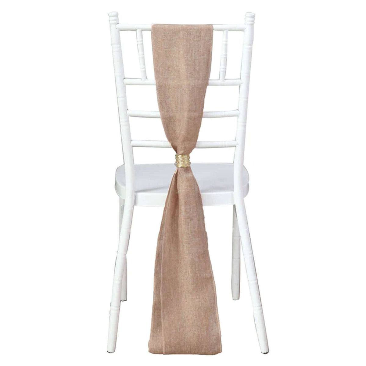 5 Pack Jute Faux Burlap 6"x108" Chair Sashes Dusty Rose - Boho Chic Linen Decor